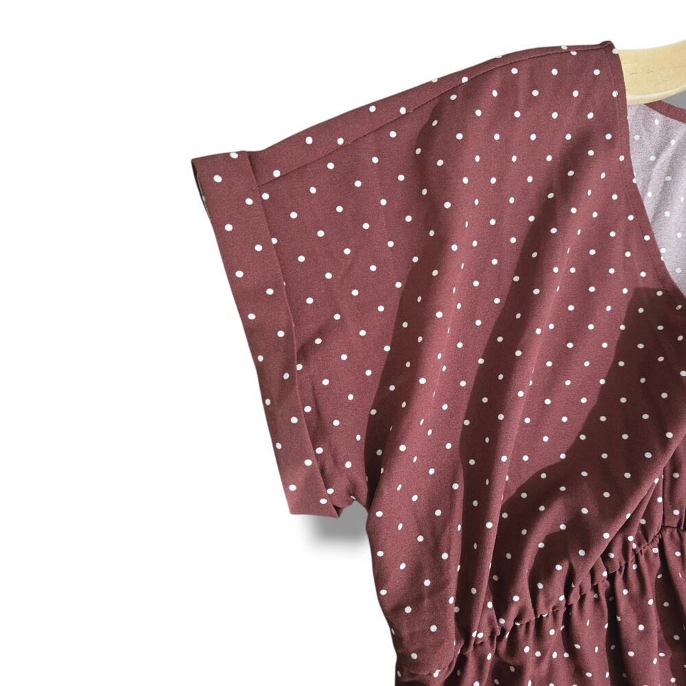 Isabel By Ingrid & Isabel Maternity Women's Rust Polka Dot V-Neck Dress - Picture 4 of 7